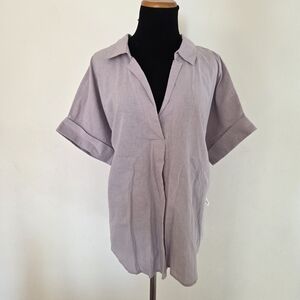 Lee Riders Women's Lavender Short Sleeve Linen Blend Top Size XL